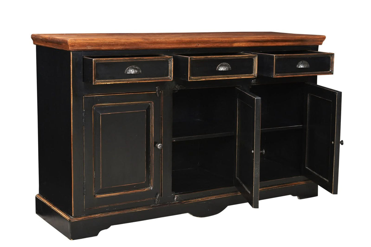 Corsica Sideboard schwarz mit honigfarbiger Deckplatte