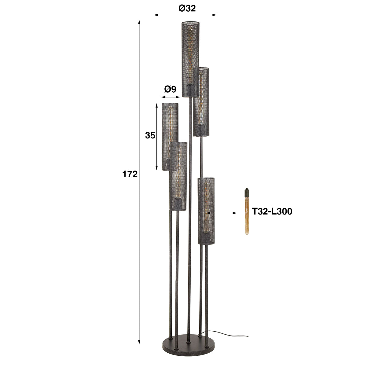 Stehlampe 5L gestuft tube mesh