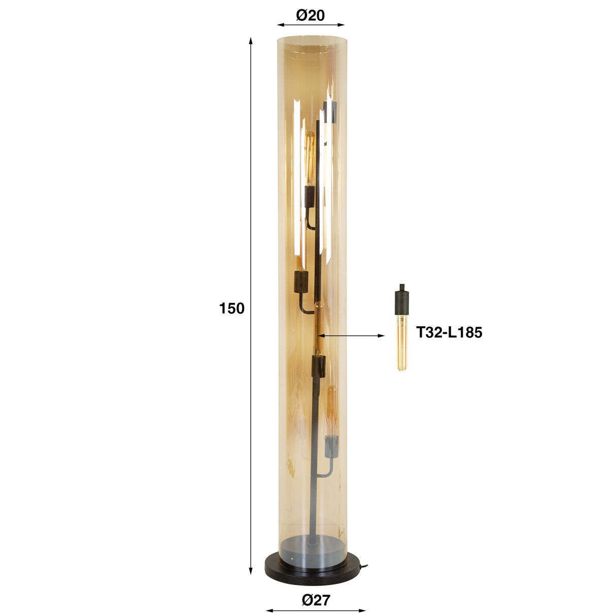 Stehlampe 5L tube Braunglas