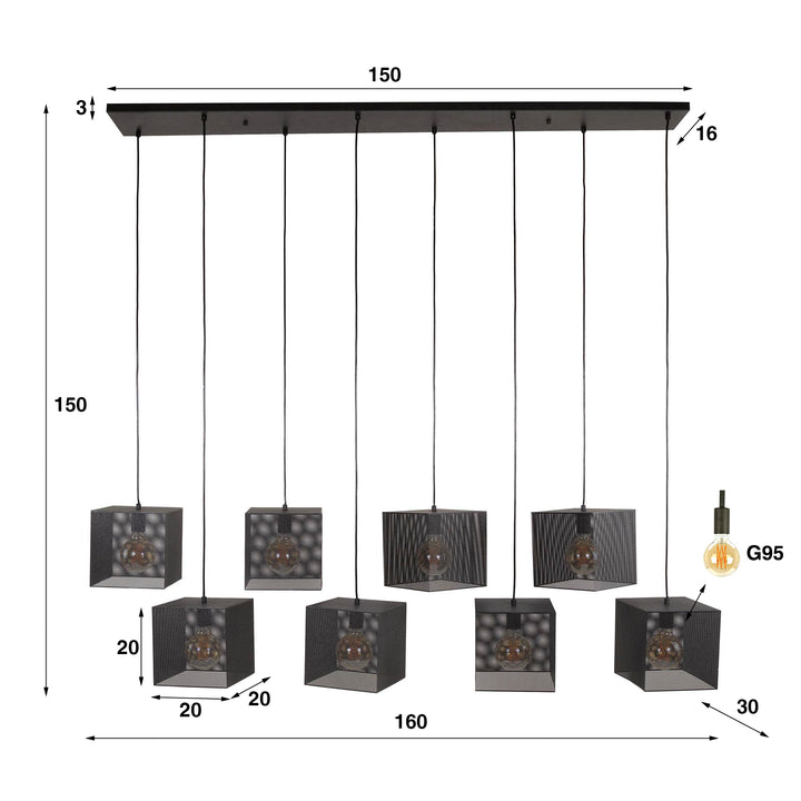 Hängelampe 8L block mesh