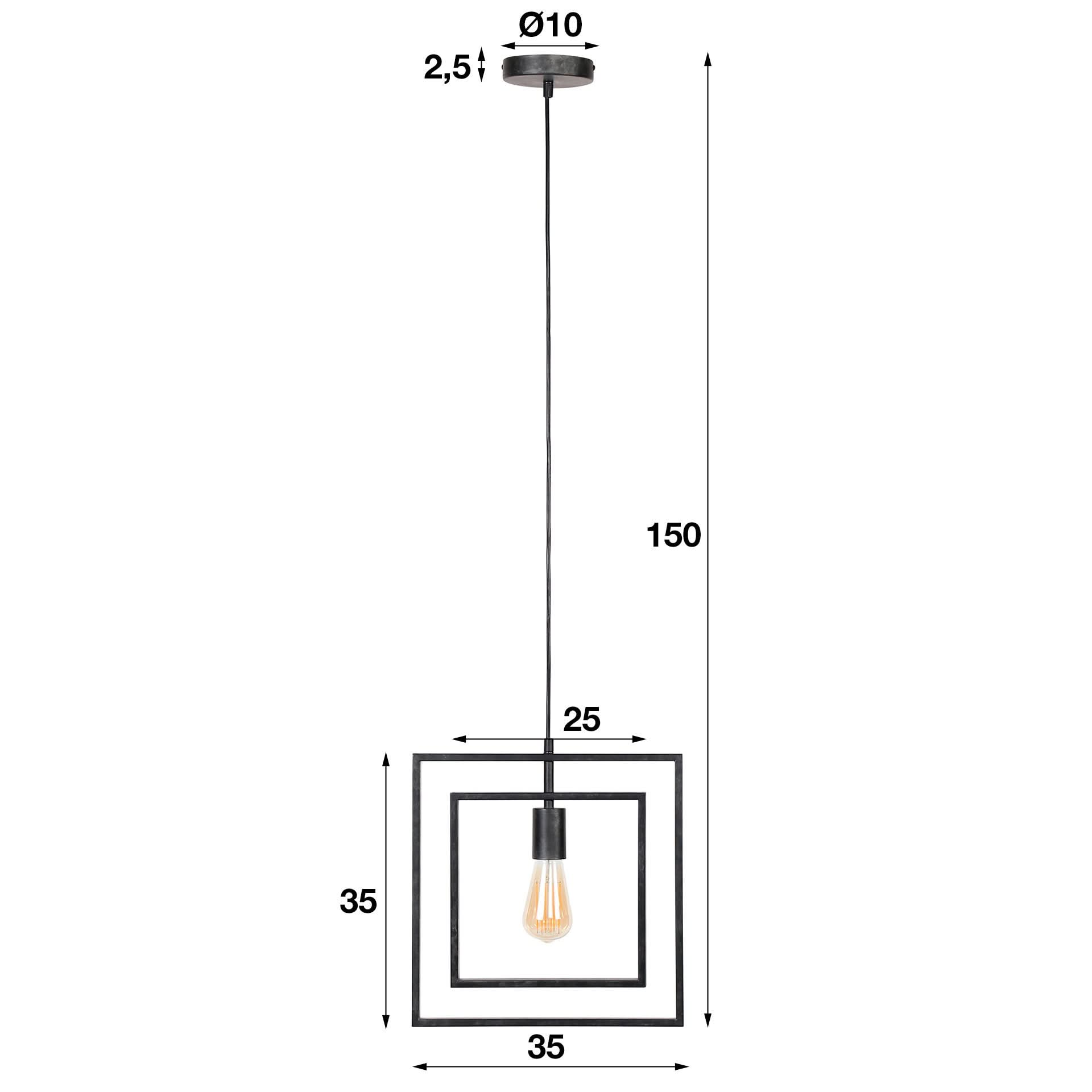 Hängelampe 1L Turn square/Charcoal