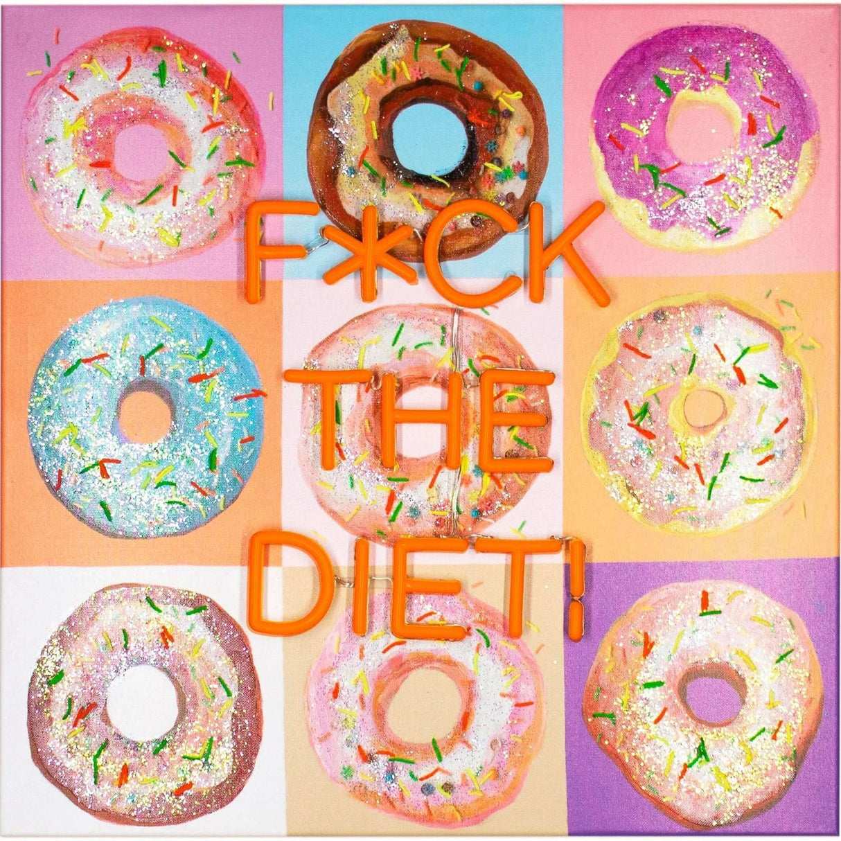 F the Diet' Wandkunstwerk - LED Neon 100x100 cm