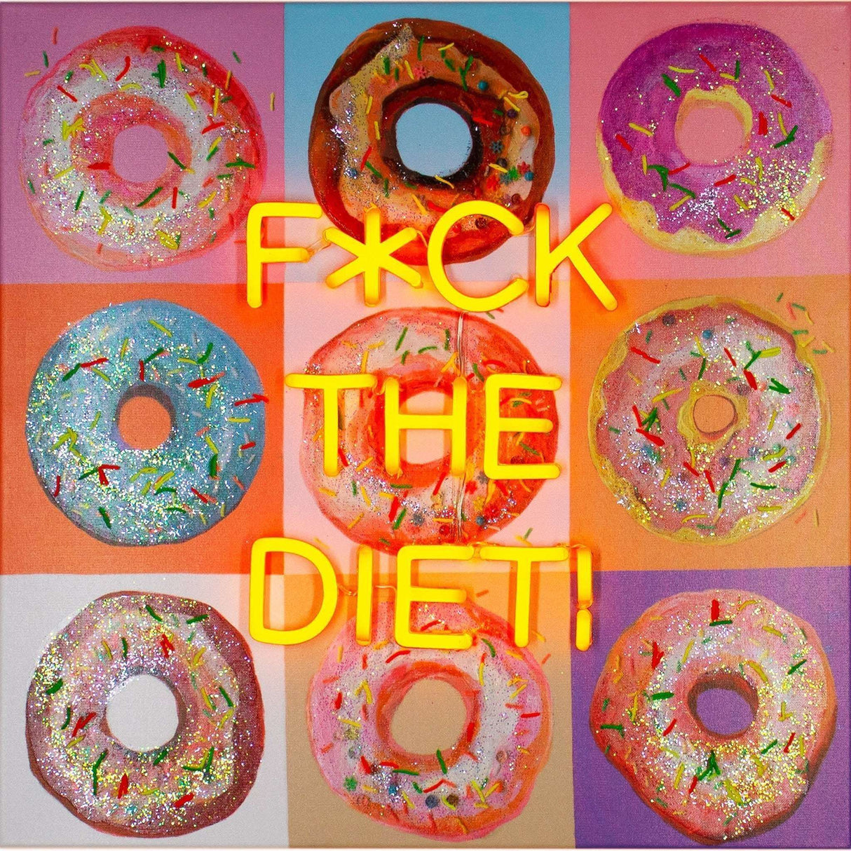 F the Diet' Wandkunstwerk - LED Neon 100x100 cm