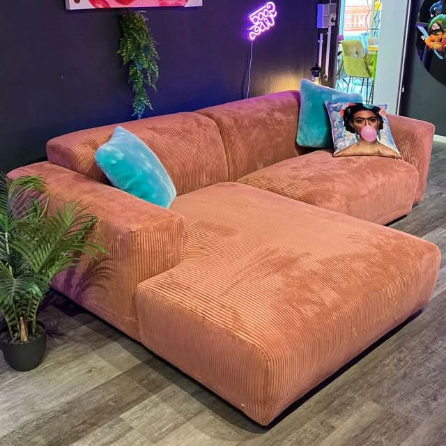 Hudson Ecksofa, Breitcord, Coral, Wunschmaß