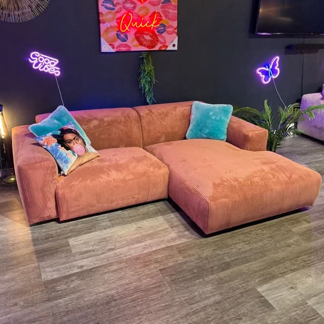 Hudson Ecksofa, Breitcord, Coral, Wunschmaß