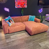 Hudson Ecksofa, Breitcord, Coral, Wunschmaß