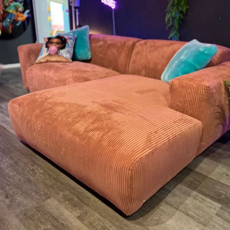 Hudson Ecksofa, Breitcord, Coral, Wunschmaß