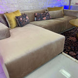 Denim Ecksofa - Samt - Cacao - 287x163cm - Wunschmaß