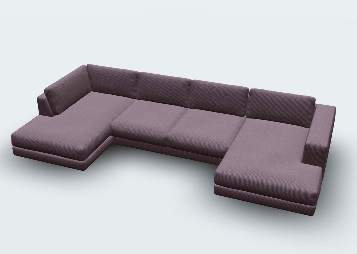 lila-COZY ECKSOFA U - BREITCORD - 425X224X190CM