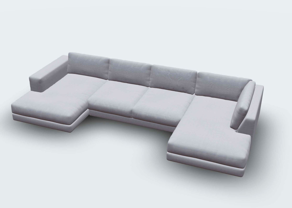 weiß-COZY ECKSOFA U - BREITCORD - 425X224X190CM