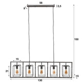 HÇÏngelampe 5L cubic tower / Alt Silber Finish