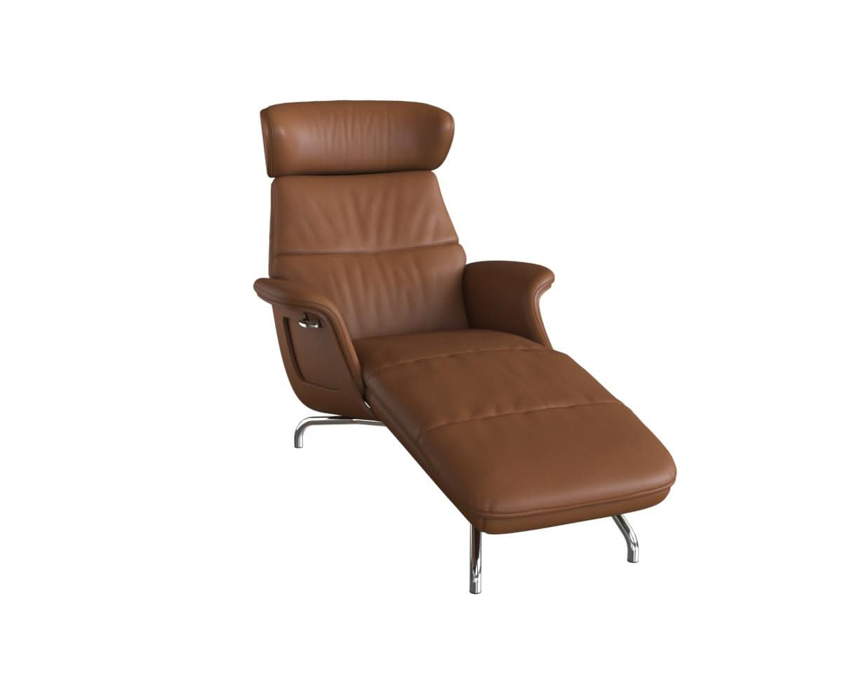 Clement Chaiselongue - Leder Omaha - Cognac Brown