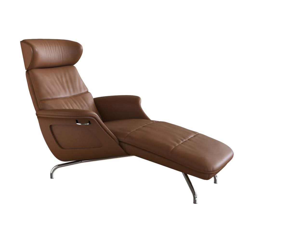 Clement Chaiselongue - Leder Omaha - Cognac Brown