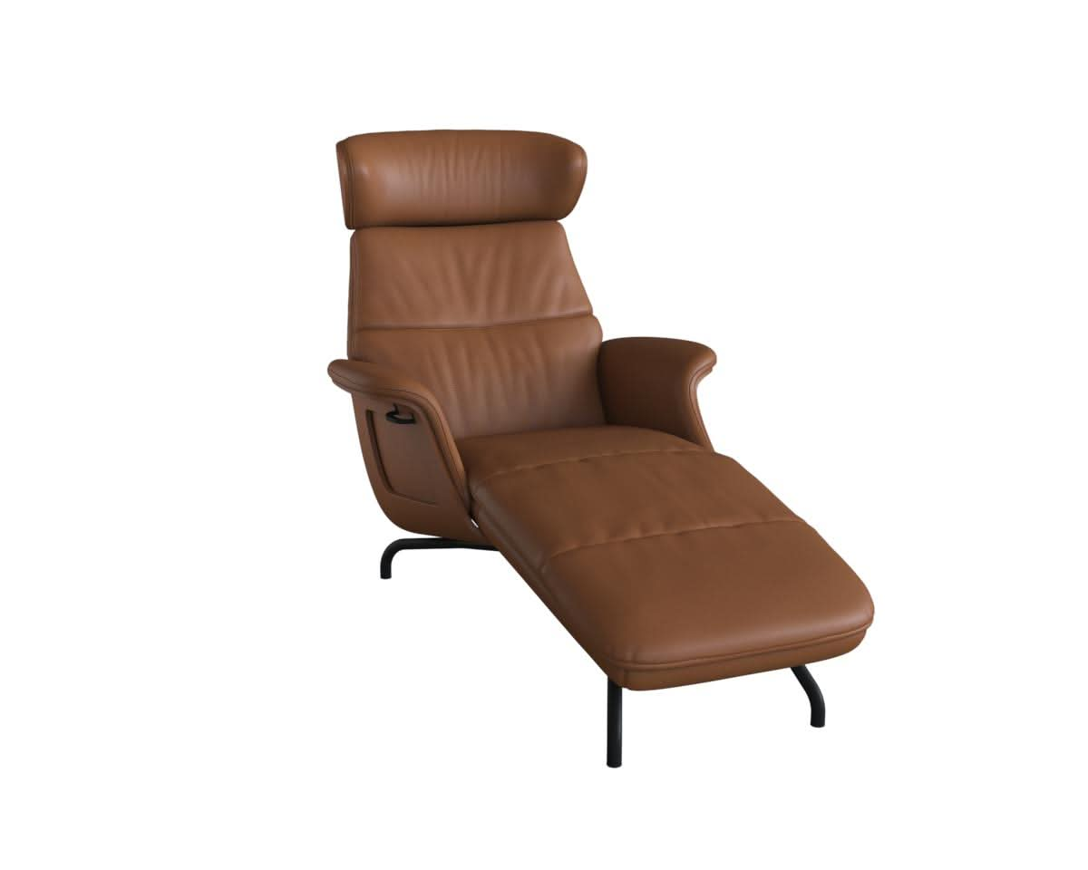 Clement Chaiselongue - Leder Omaha - Cognac Brown