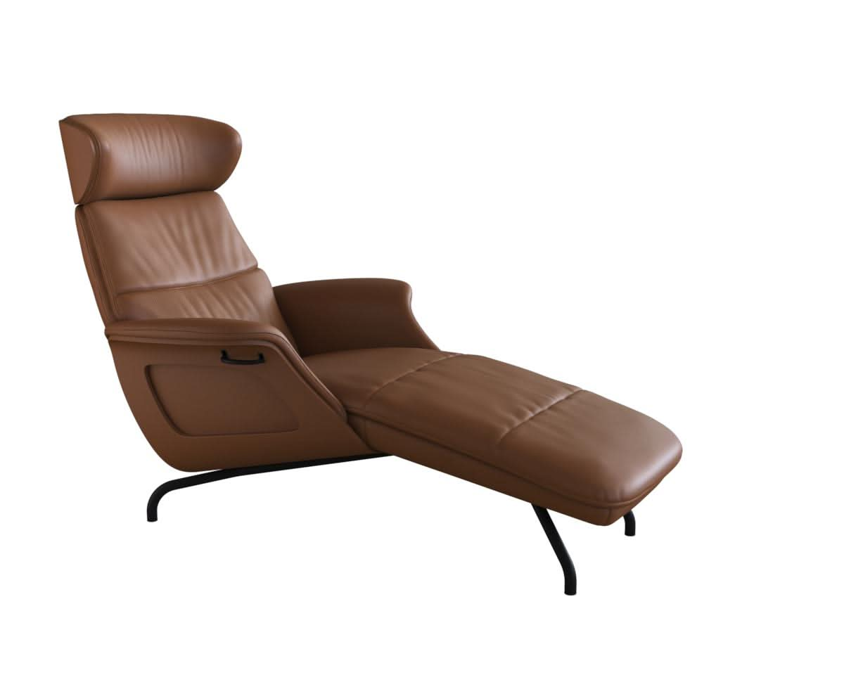 Clement Chaiselongue - Leder Omaha - Cognac Brown