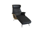 Clement Chaiselongue - Leder Omaha - Black - Wallnuss