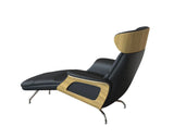 Clement Chaiselongue - Leder Omaha - Black - Eiche