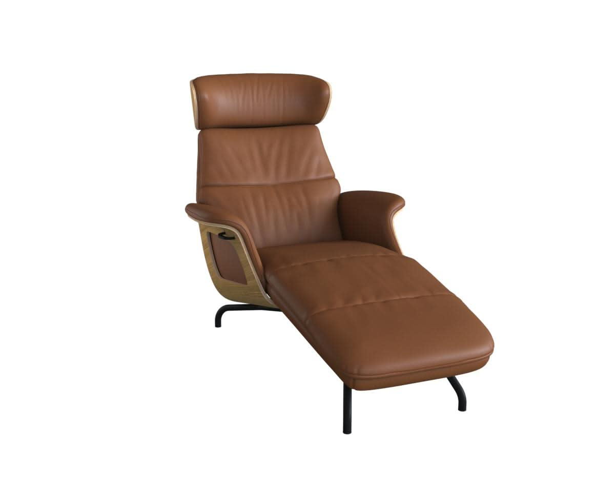 Clement Chaiselongue - Leder Omaha - Cognac Brown - Eiche