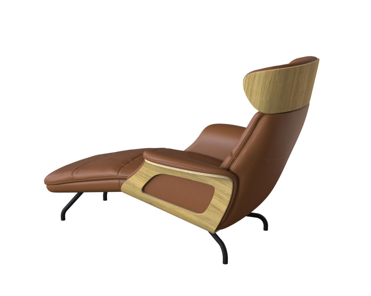 Clement Chaiselongue - Leder Omaha - Cognac Brown - Eiche