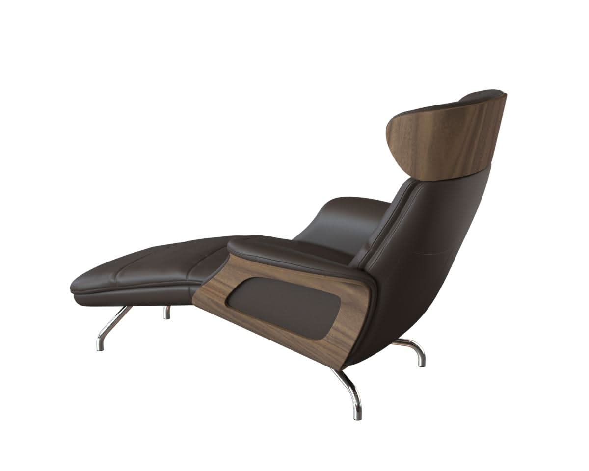 Clement Chaiselongue - Leder Omaha - Chestnut Brown - Wallnuss